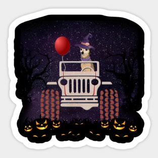 JP Scared Chihuahua  in The Car Halloween Sticker